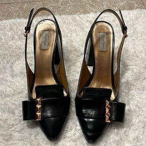 Maxmara black medium block heel leather sandals sz. 38